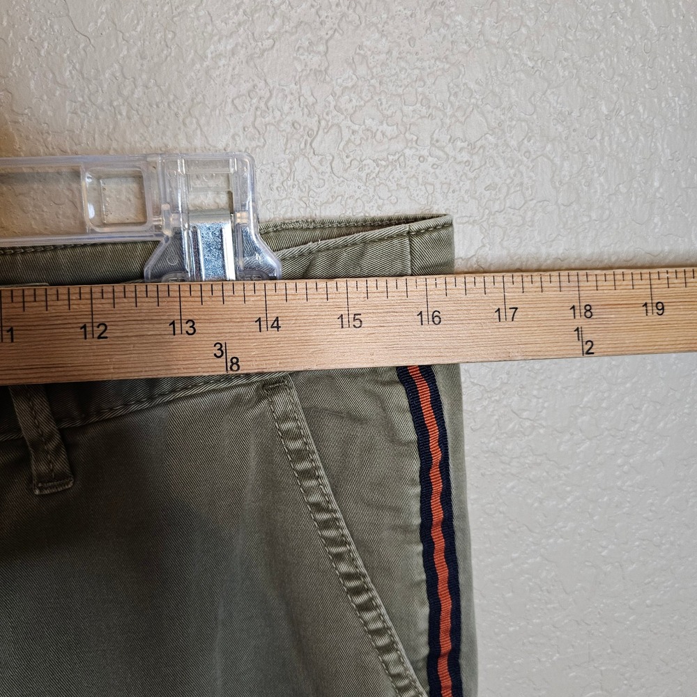 CHINO by Anthropologie Olive Green Relaxed Fit Pants Navy/Orange Side Stripe 30 - Picture 5 of 9